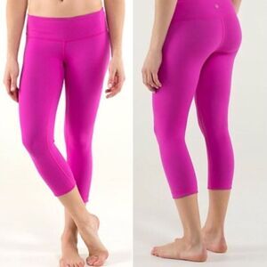 Lululemon Wunder Under Crop Legging Hot Pink Purple Reversible Low Rise